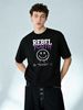 Rebel Youth Drip Smiley Graphic Cotton T-Shirt Men's Streetwear Casual Tee_viptrois.com