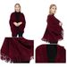 Warm knit shawl Women's autumn winter Chenille acrylic fringed cardigan cape_viptrois.com