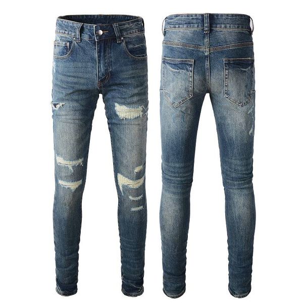 boyfriend style blue skinny biker cargo ripped jeans high quality patch distressed vintage denim trousers_viptrois.com
