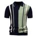 The 2025 Summer New Men's Lapel Short-sleeved Knitted Polo Stripe Patchwork European Size Short-sleeved Shirt_viptrois.com