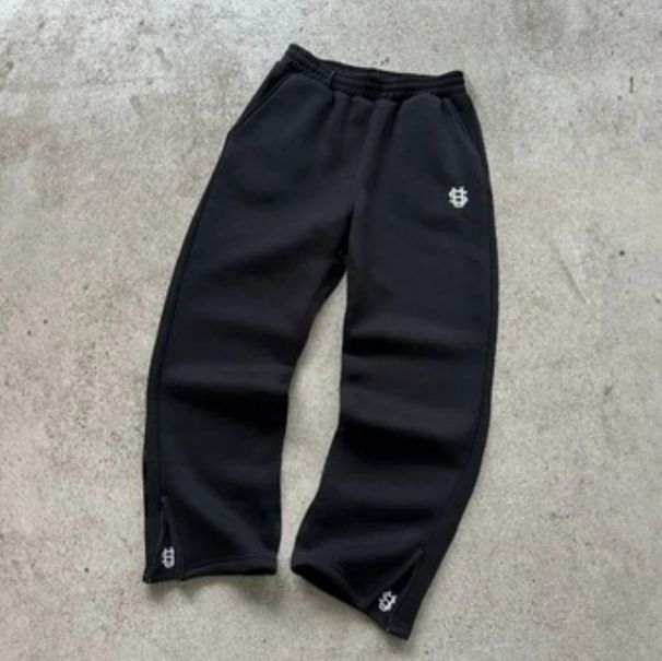 Men's Clothing Unisex Wide-Leg Denim Pants - Embroidered S-Logo Casual Trousers (Streetwear Essential)_viptrois.com