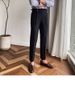 Men's Neapolitan Casual Trousers High Waist Straight Leg Business Style Sophisticated Stylish Wrinkle Free Parisian Button_viptrois.com