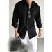 Men's Clothing Men's Long Sleeved Shirt Breathable Lapel Solid Color Cotton Linen Wrinkle Free Cardigan For Formal & Casual_viptrois.com