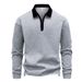 Men’s Zip-Neck Sweatshirt – Korean-Inspired Oversized Pullover With Stand Collar (Black/Navy/Beige/Grey)_viptrois.com