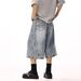 Men's Summer Cropped Straight Jeans Loose Casual Shorts Trendy Brand Fashion Washed Retro Style_viptrois.com