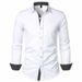 Men's Clothing British Polka Dot Stitching Men's Casual Long-sleeved Shirt_viptrois.com