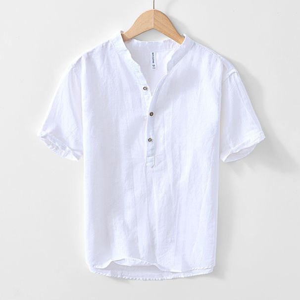 New Chinese Style V-neck Top, Short Sleeved T-shirt, Loose And Thin, Breathable Cotton And Linen T-shirt_viptrois.com