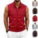 Men's Clothing Men's Zipper Stand Collar Sleeveless Workwear Outdoor Horse Style Top Solid Color Summer Style_viptrois.com