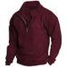 Men’s Fleece-Lined Stand Collar Half-Zip Sweatshirt – Winter Thermal Long Sleeve Pullover (S-XXXL)_viptrois.com