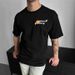 Cross Border Trendy Streetwear T Shirt For Men, Featuring A Sci Fi Planet Print On The Front And Back, Casual Black Short Sleeved Top._viptrois.com