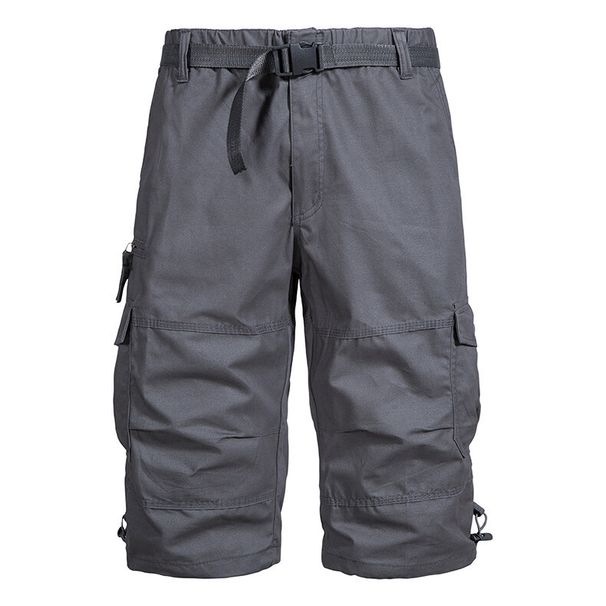 European 2025 Summer Cotton Work Men's Cropped Loose Straight Leg Mid Length 7-Inch Horse Pants Large Size_viptrois.com