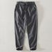 Men's Clothing Cotton And Linen Nine Point Pants Thin Drawstring Elastic Waist Casual Pants Men's Straight Youth Loose Trendy Pants_viptrois.com