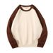 Men's Clothing Premium Cotton Blend Drop-Shoulder Long Sleeve Crewneck Sweatshirt - Stylish Color Blocking | Relaxed Fit Unisex Pullover_viptrois.com