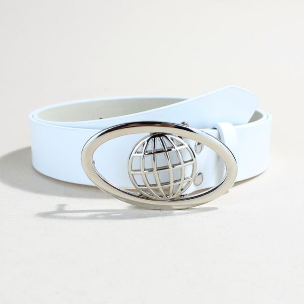 Trendy Planet Retro Black Belt Cool Oval Buckle Men's Personality Simple Women's Decorative Belt Niche Belt_viptrois.com