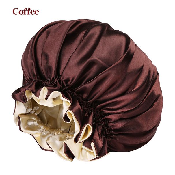 New Oversized Double Layer Satin Nightcap Women's European And American Oversized Round Hat Chemotherapy Cap SATIN BONNET_viptrois.com