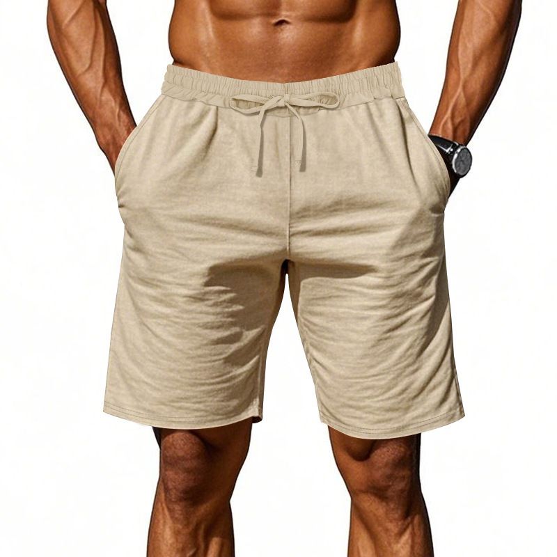 Men's Summer Casual Loose Shorts Straight Leg Linen Beach Sports Pants Style_viptrois.com
