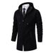 Men's Fleece-Lined Hooded Knit Jacket - Long Sleeve Casual Coat With Sherpa Collar, Slim Fit Mid-Length Cardigan For Winter & Urban Style_viptrois.com