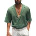 Men's Clothing Summer Cool Shirt Men's Casual Knitted Sweater Hollow Breathable Short Sleeved Lapel Fashion Men_viptrois.com