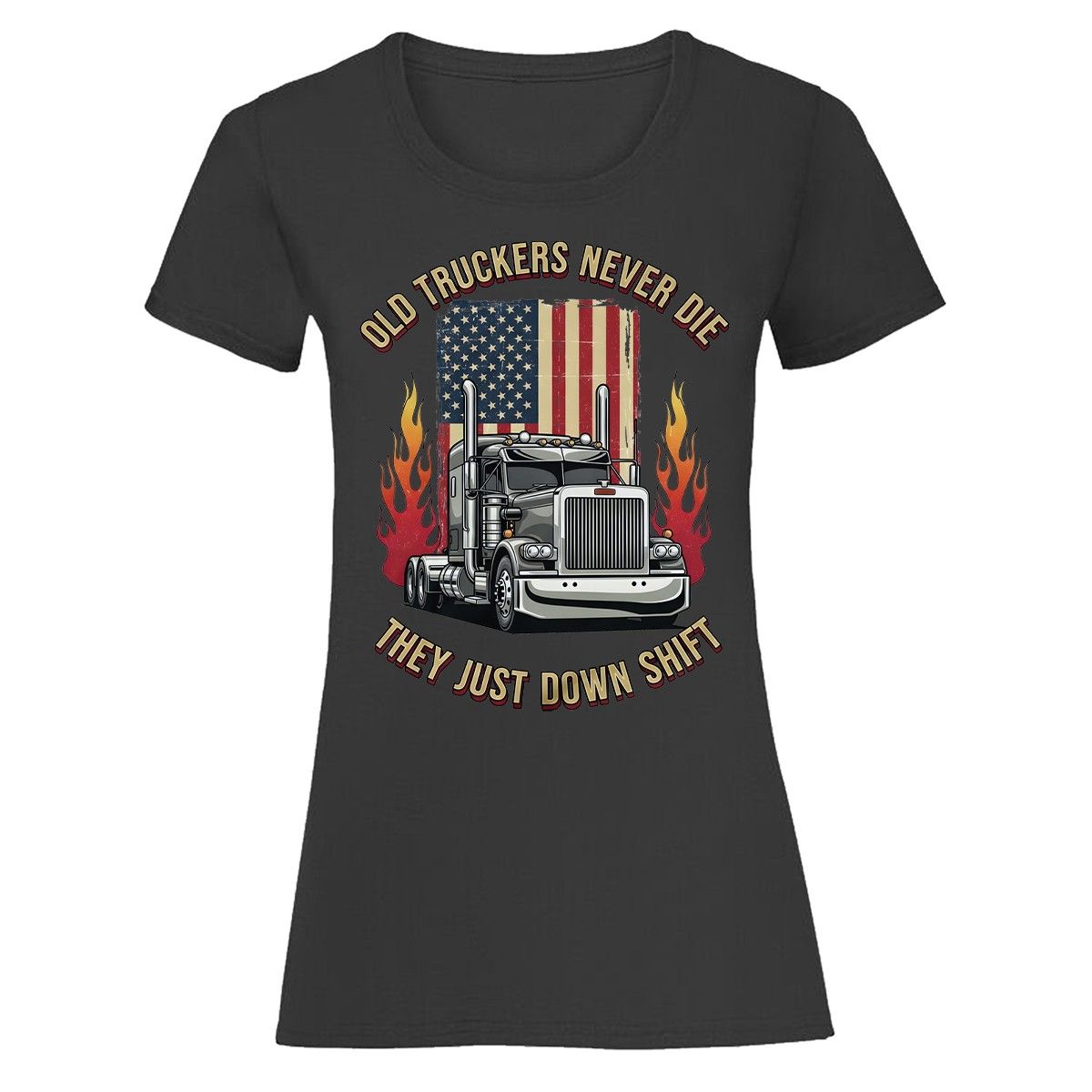 Old Truckers Never Die They Just Down Shift Trucking Occupations Womens Tee_viptrois.com