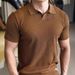 Men's Clothing Summer Lapel Short Sleeved Sweater Men's Polo Collar Light Business Slim Casual Cool Solid Color Shirt_viptrois.com