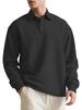Men's Textured Jacquard Solid Color New Polo Shirt Lapel Long-sleeved Loose Sweater_viptrois.com