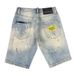 Men's Clothing Fashion Ink Splash Embroidery Denim Shorts Elastic Hole Style Five Point Pants Half Leg Pants_viptrois.com