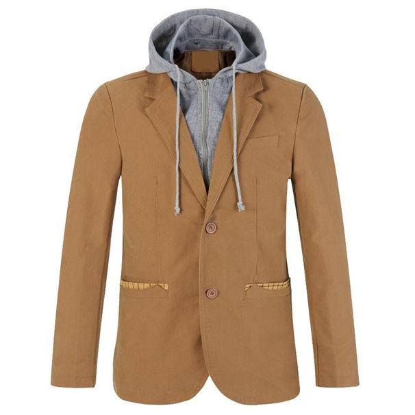 1 Patchwork Detachable Hooded Small Suit Men's Two-Button Casual Blazer Single Piece Plus Jacket Large Size Coat_viptrois.com