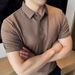 Men's Short Sleeved Polo Shirt Summer Style High Quality Ice Silk Seamless Thin Elastic Turn down Collar Top_viptrois.com