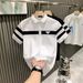 Men's Clothing Black And White Striped Lapel Light Luxury T Shirt Short Sleeved Polo Shirt Handsome Versatile Clothes_viptrois.com