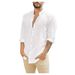 Men's Clothing Loose Linen Cardigan Solid Color Casual Stand Collar Long Sleeve Shirt_viptrois.com