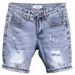 Men's Clothing Summer Light Blue Ripped Denim Shorts Men's Trendy Brand Ripped Pockets Slim Straight Beggar Five Point Pants_viptrois.com