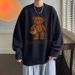 New retro personalized trendy brand teddy bear sweater for men, autumn and winter, loose fitting couple's knitted sweater_viptrois.com
