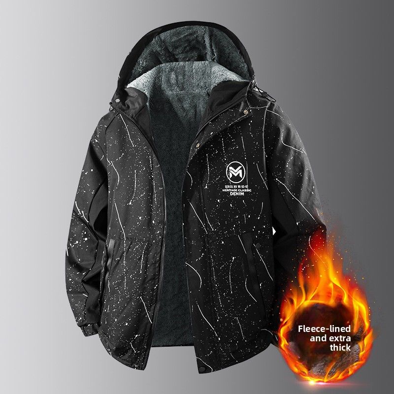 Men's Jacket Jacket Tooling Casual Outdoor Hooded Fleece Jacket Men's Jacket_viptrois.com