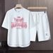 Men's Clothing 2024 Waffle Casual Summer Suit Men's Loose Teen Short sleeved T shirt Shorts Handsome Two piece Suit_viptrois.com