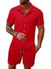 2023 Summer Men's Shirt Casual Loose Short Sleeved Shorts Beach Set_viptrois.com