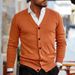 Loom 2024 Autumn Winter New Knitted Men V-neck Long Sleeve Slim Cardigan Cross-border Foreign Trade Men's Sweater Jacket_viptrois.com