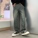 Men's Clothing Denim Jacquard Pants Men's Cool Full Print Embroidery High Street Straight Jeans Fashion Trousers_viptrois.com