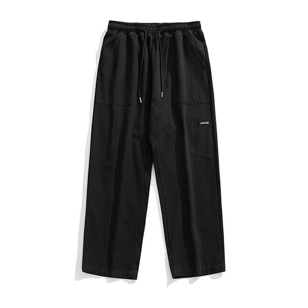 Men's Clothing Korean And Japanese Men's Wear Workwear Casual Pants Men 2025 Spring New Loose Straight Textured Stitching Long Pants_viptrois.com