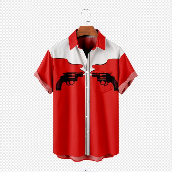 Men's Clothing Summer Short-Sleeved Popular Shirt New 3D Pure Cotton Direct Spray Tie Dye Hawaiian Short Sleeved Pocket Printed Casual Men's Shirt_viptrois.com