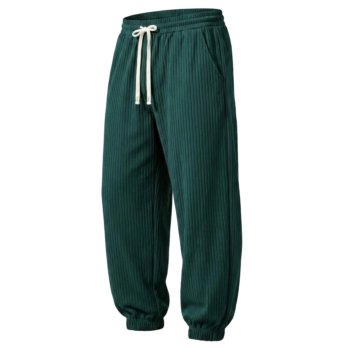 Men's Ribbed Jogger Sweatpants Loose Fit Drawstring Casual Pants Multi Color Versatile Drape Athletic Trousers Spring Summer Style_viptrois.com