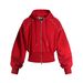 Millennial Streetwear Vintage Style Red Hooded Sweatshirt Women's Short Loose Jacket With 3D Pearl Embroidery Casual Oversized Pullover_viptrois.com