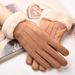 Women's Gloves Suede Women's Gloves Autumn And Winter Warm Fashion Cute Korean Style Touch Screen Plus Velvet Thick Cycling_viptrois.com