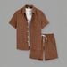 Men's Clothing Men's Summer Beach Two-Piece Set Short-Sleeved Shirt And Shorts Casual Vacation Suit Two-Tone Textured_viptrois.com