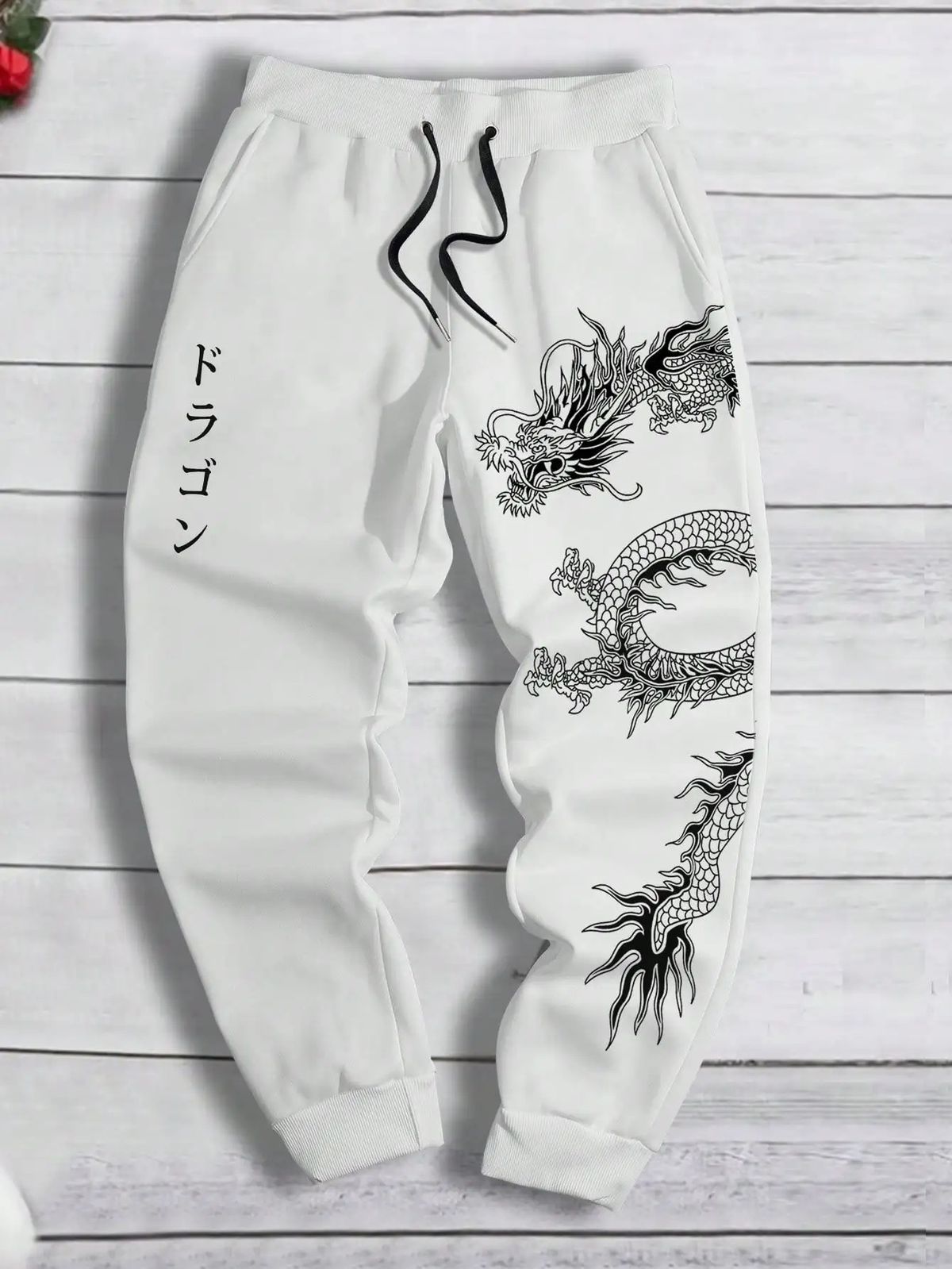 Unisex Y2K Gothic Dragon Print Joggers - Loose Fit Cotton Blend Sweatpants For Men Women Trendy Streetwear, Elastic Waist Multiple Colors Black_viptrois.com