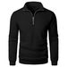 Men's Stand Collar Sweatshirt - Slim Fit, Lightweight Polyester, Zipper Front (Black/White/Beige/Light Gray/Burgundy/Khaki)_viptrois.com