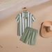 Men's Clothing Casual Short Sleeved Striped Shirt Drawstring Shorts Beach Suit_viptrois.com
