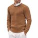 Men's Ribbed Cable Knit Sweater – Slim Fit Crew Neck Pullover With Stretch Fabric, Winter Casual Office Wear_viptrois.com