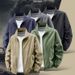 Men's Clothing Oversized Work Jacket - Lightweight Casual Spring Coat With Zipper Pockets, Slim Fit Outdoor Windbreaker For Middle-Aged & Plus Size_viptrois.com