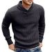New Product Fashion Knitwear Pullovers Youth/Men Acrylic Lapel Pure Color Long Sleeve Slim Sweater_viptrois.com