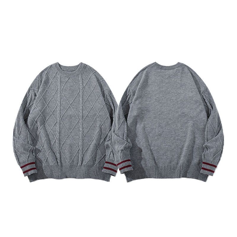 Men's Clothing Crew Neck Sweater Stylish Long Sleeved Cartoon Streetwear-Inspired College Sweater - Oversized Cartoon Knit Pullover For Men_viptrois.com